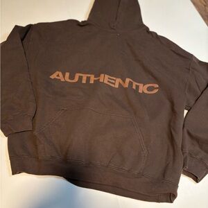 Brown Gildan XL Hoodie “Authentic” Front Pocket – No Strings
